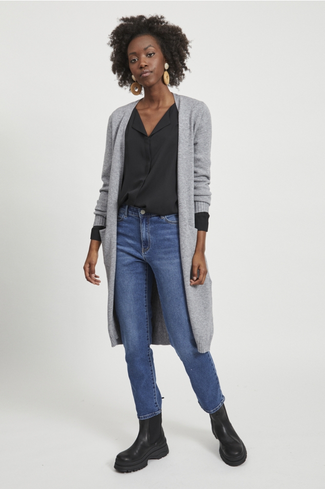 VIRIL LONG L/S KNIT CARDIGAN NOOS - 14042770 Medium Grey Melange